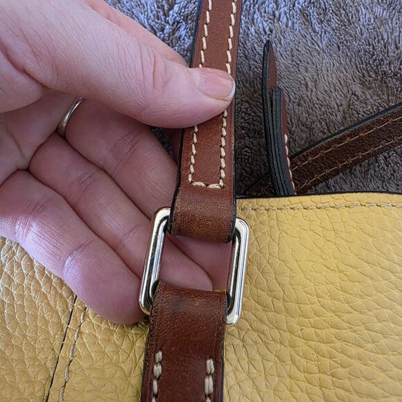 Dooney & Bourke Pebble Grain Small Lexington Tote Bag Yellow Leather Red Lining - Picture 11 of 14